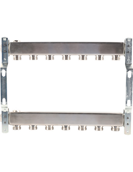 Коллектор ROMMER из нержавеющей стали для радиаторной разводки 7 вых. с воздухоотводчиком