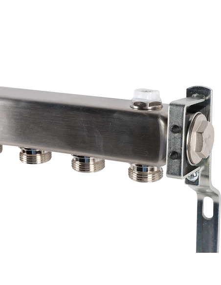 Коллектор ROMMER из нержавеющей стали для радиаторной разводки 7 вых. с воздухоотводчиком