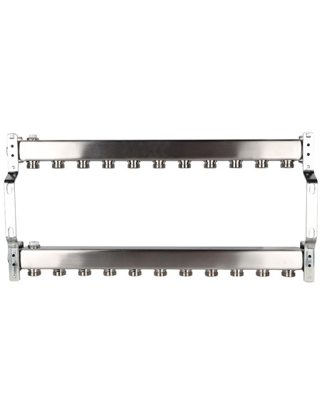 Коллектор ROMMER из нержавеющей стали для радиаторной разводки 11 вых. с воздухоотводчиком