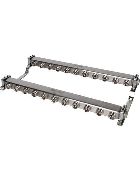 Коллектор ROMMER из нержавеющей стали для радиаторной разводки 11 вых. с воздухоотводчиком