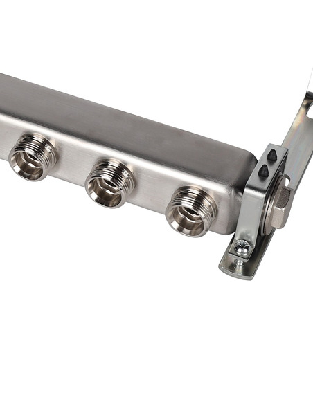 Коллектор ROMMER из нержавеющей стали для радиаторной разводки 11 вых. с воздухоотводчиком