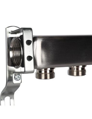 Коллектор ROMMER из нержавеющей стали для радиаторной разводки 11 вых. с воздухоотводчиком