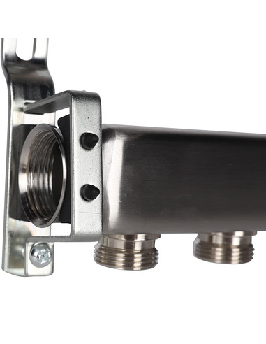 Коллектор ROMMER из нержавеющей стали для радиаторной разводки 11 вых. с воздухоотводчиком