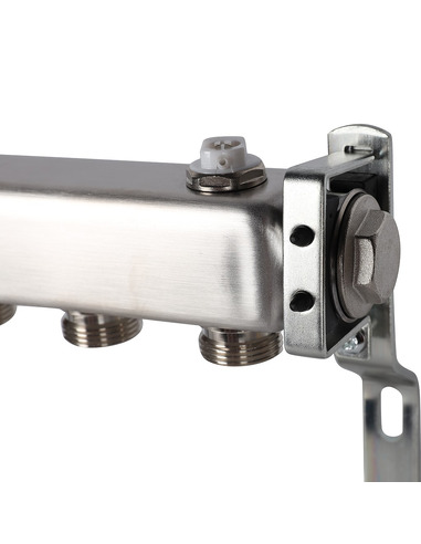 Коллектор ROMMER из нержавеющей стали для радиаторной разводки 11 вых. с воздухоотводчиком