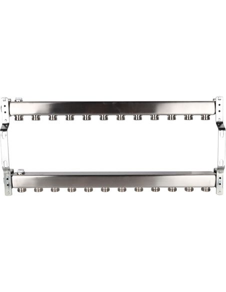 Коллектор ROMMER из нержавеющей стали для радиаторной разводки 12 вых. с воздухоотводчиком