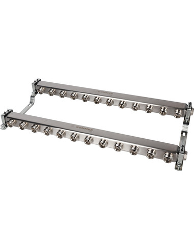 Коллектор ROMMER из нержавеющей стали для радиаторной разводки 12 вых. с воздухоотводчиком