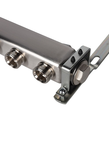 Коллектор ROMMER из нержавеющей стали для радиаторной разводки 12 вых. с воздухоотводчиком