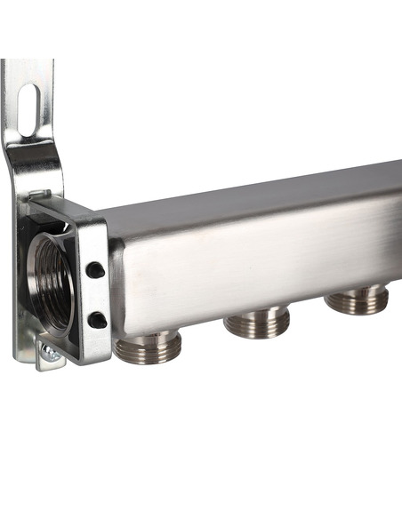 Коллектор ROMMER из нержавеющей стали для радиаторной разводки 12 вых. с воздухоотводчиком