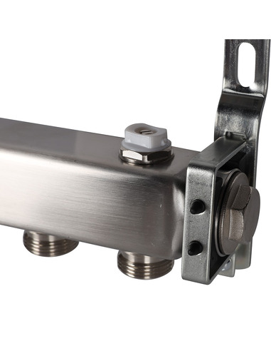 Коллектор ROMMER из нержавеющей стали для радиаторной разводки 12 вых. с воздухоотводчиком