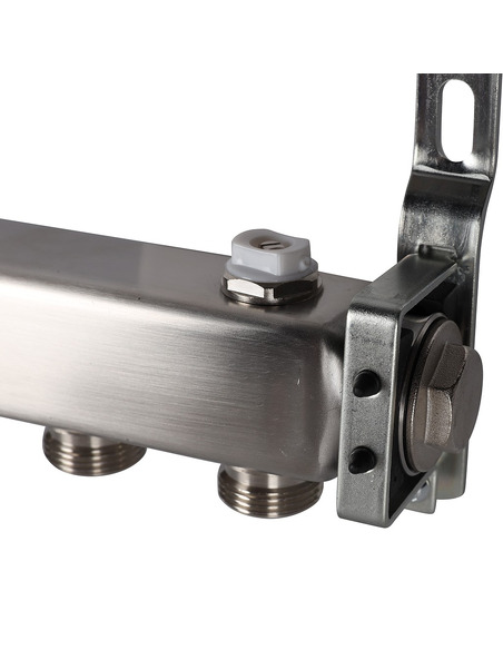 Коллектор ROMMER из нержавеющей стали для радиаторной разводки 12 вых. с воздухоотводчиком