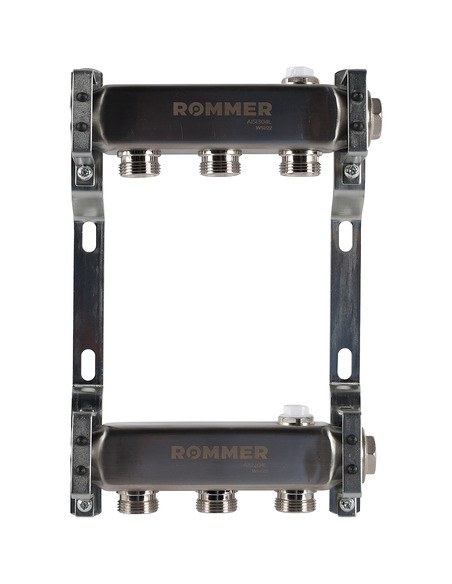 Коллектор ROMMER из нержавеющей стали для радиаторной разводки 3 вых. с воздухоотводчиком