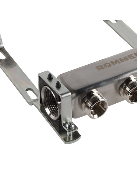 Коллектор ROMMER из нержавеющей стали для радиаторной разводки 3 вых. с воздухоотводчиком