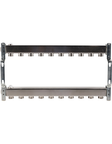 Коллектор ROMMER из нержавеющей стали для радиаторной разводки 10 вых. с воздухоотводчиком