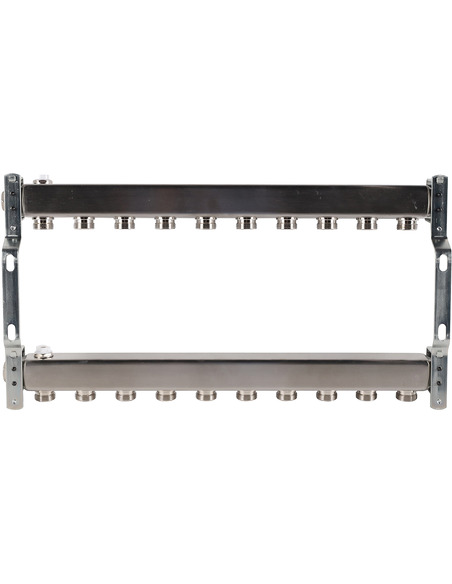 Коллектор ROMMER из нержавеющей стали для радиаторной разводки 10 вых. с воздухоотводчиком