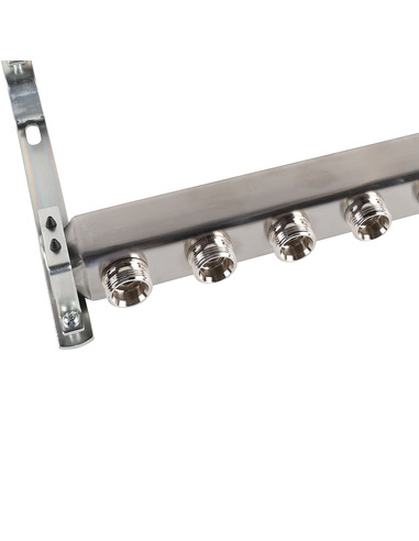 Коллектор ROMMER из нержавеющей стали для радиаторной разводки 10 вых. с воздухоотводчиком