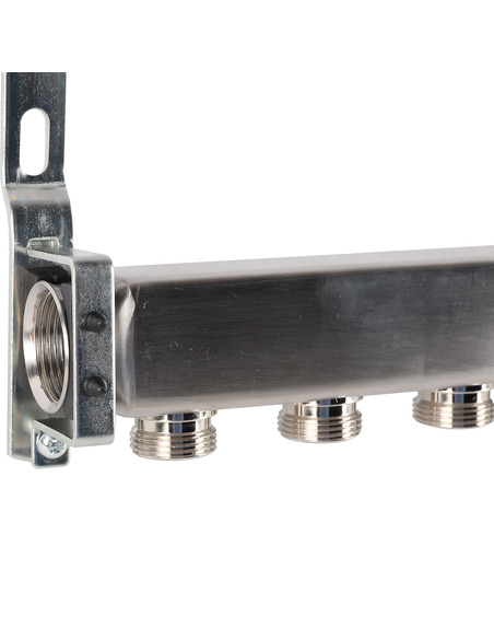 Коллектор ROMMER из нержавеющей стали для радиаторной разводки 10 вых. с воздухоотводчиком