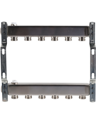 Коллектор ROMMER из нержавеющей стали для радиаторной разводки 6 вых. с воздухоотводчиком