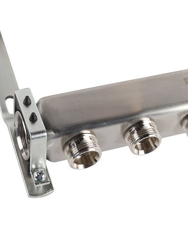 Коллектор ROMMER из нержавеющей стали для радиаторной разводки 6 вых. с воздухоотводчиком