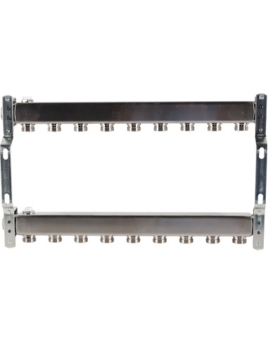 Коллектор ROMMER из нержавеющей стали для радиаторной разводки 9 вых. с воздухоотводчиком