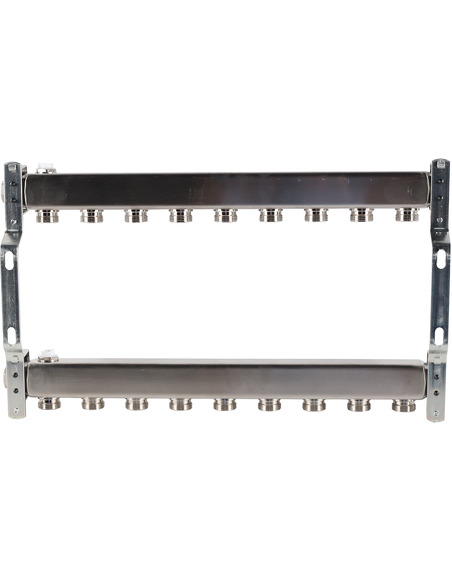 Коллектор ROMMER из нержавеющей стали для радиаторной разводки 9 вых. с воздухоотводчиком