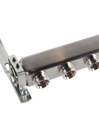 Коллектор ROMMER из нержавеющей стали для радиаторной разводки 9 вых. с воздухоотводчиком