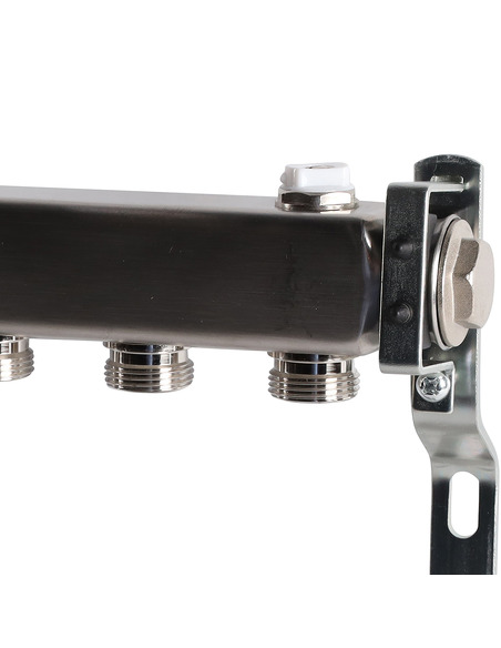 Коллектор ROMMER из нержавеющей стали для радиаторной разводки 9 вых. с воздухоотводчиком