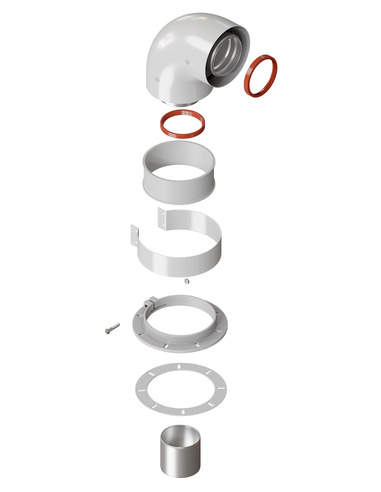Элемент дымохода KRATS Ø60/100 адаптер котла угловой 90° (кроме Navien, Immergas) коаксиальный