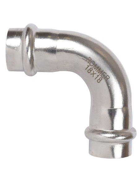 Угольник ROMMER 18х90° для нержавеющих труб пресс