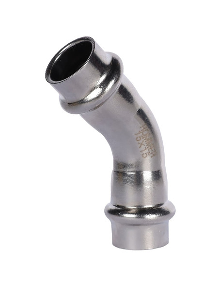 Угольник ROMMER 15х45° для нержавеющих труб пресс