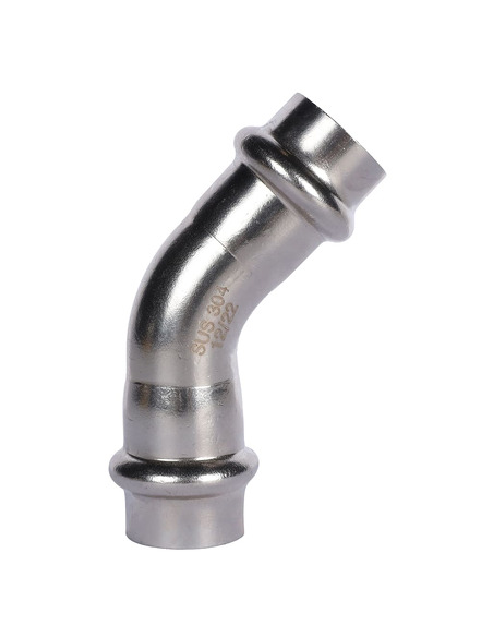 Угольник ROMMER 15х45° для нержавеющих труб пресс