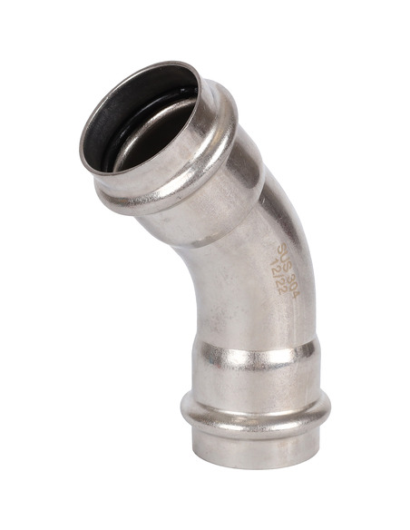 Угольник ROMMER 42х45° для нержавеющих труб пресс