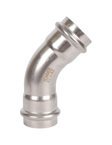 Угольник ROMMER 42х45° для нержавеющих труб пресс