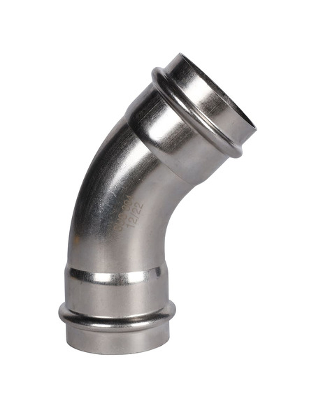 Угольник ROMMER 54х45° для нержавеющих труб пресс