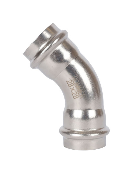 Угольник ROMMER 28х45° для нержавеющих труб пресс