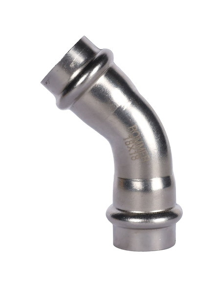 Угольник ROMMER 18х45° для нержавеющих труб пресс