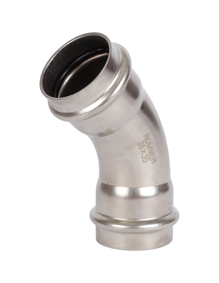 Угольник ROMMER 35х45° для нержавеющих труб пресс