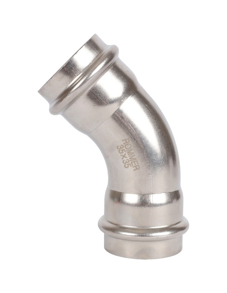 Угольник ROMMER 35х45° для нержавеющих труб пресс