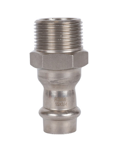 Переходник ROMMER 15x3/4" НР для нержавеющих труб пресс