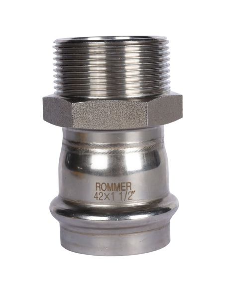 Переходник ROMMER 42x1 1/2" НР для нержавеющих труб пресс