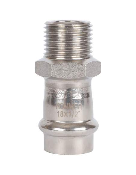 Переходник ROMMER 18x1/2" НР для нержавеющих труб пресс
