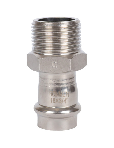 Переходник ROMMER 18x3/4" НР для нержавеющих труб пресс