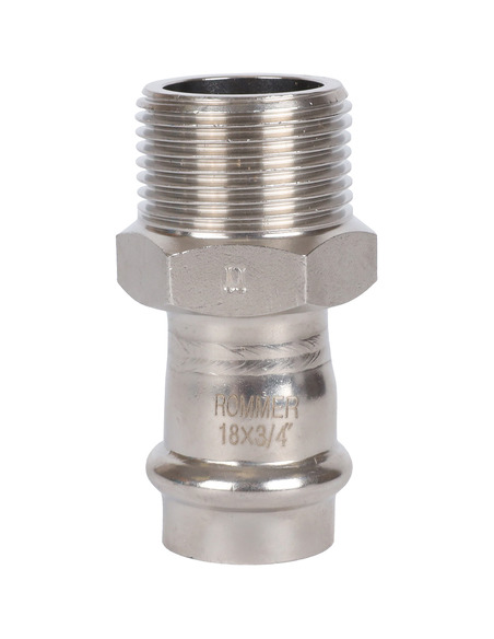 Переходник ROMMER 18x3/4" НР для нержавеющих труб пресс