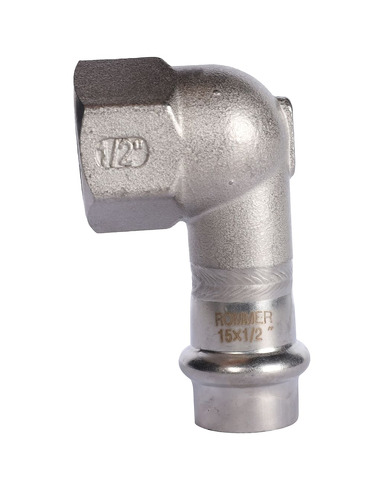 Угольник ROMMER 15х1/2" ВР для нержавеющих труб пресс