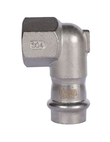 Угольник ROMMER 18х1/2" ВР для нержавеющих труб пресс