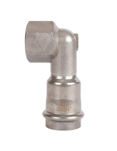 Угольник ROMMER 28х3/4" ВР для нержавеющих труб пресс
