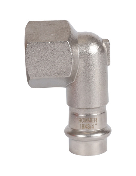 Угольник ROMMER 18х3/4" ВР для нержавеющих труб пресс
