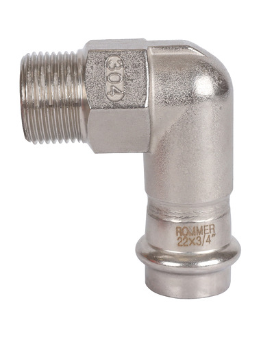 Угольник ROMMER 22х3/4" НР для нержавеющих труб пресс