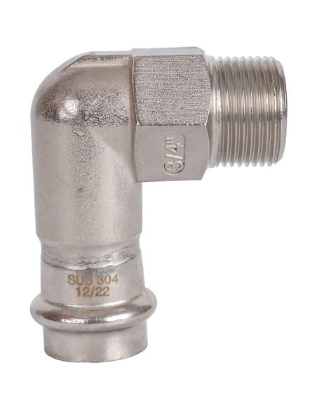 Угольник ROMMER 22х3/4" НР для нержавеющих труб пресс