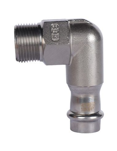 Угольник ROMMER 18х3/4" НР для нержавеющих труб пресс