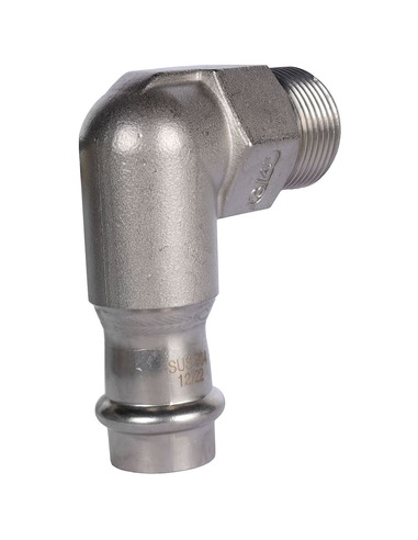 Угольник ROMMER 18х3/4" НР для нержавеющих труб пресс